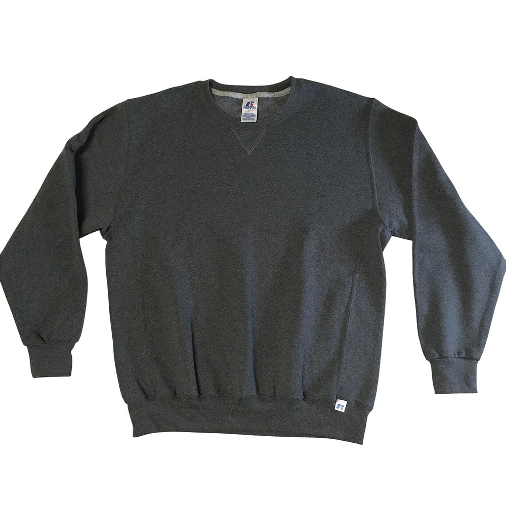 Vintage Russell Athletic Mens Crewneck Sweatshirt Charcoal Gray Fleece Large
